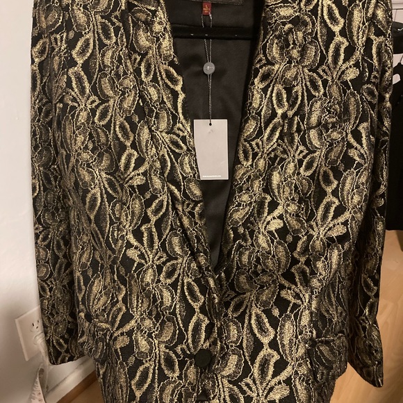 Stunning 7 FOR ALL MANKIND Metallic Jacquard blazer jacket in gold & black - Picture 6 of 15